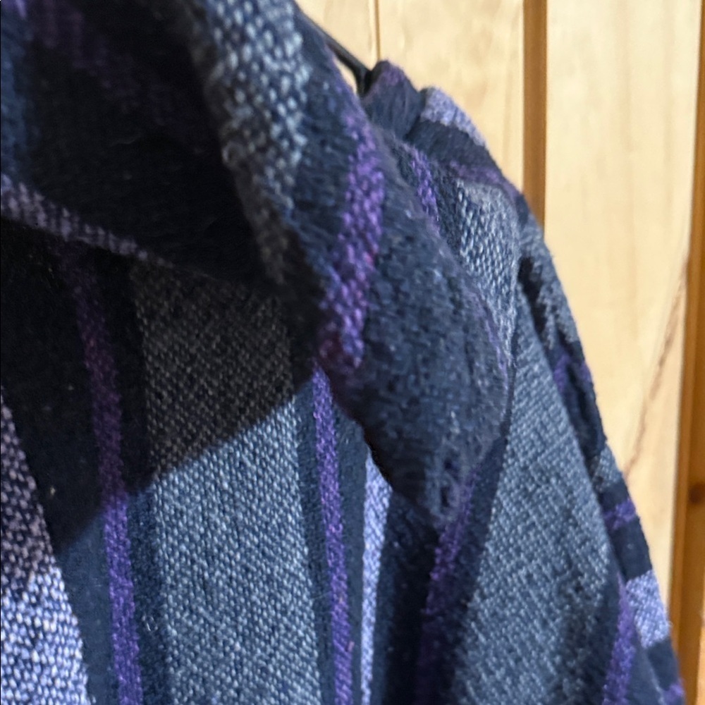 Striped Baja Style Hooded Sweater in Blue and Purple - Picture 3 of 4